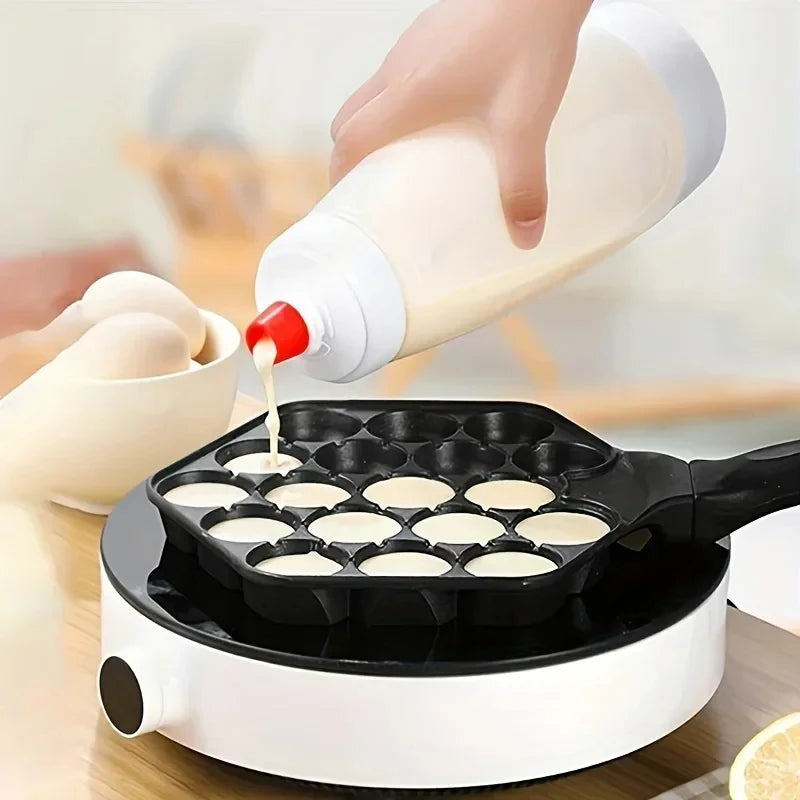 Pancake Batter Mixer Shaker Bottle Built-in Blender Ball & Wire Whisk, Hand Dough Dispenser for Pancakes Cupcakes Muffins Crepes