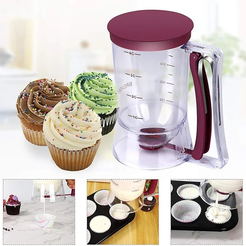 Batter Dispenser Hand-held Graduated Funnel Pastry Dough Dispensador Tools For Pancake Cupcakes Waffles Batter Kitchen Supplies