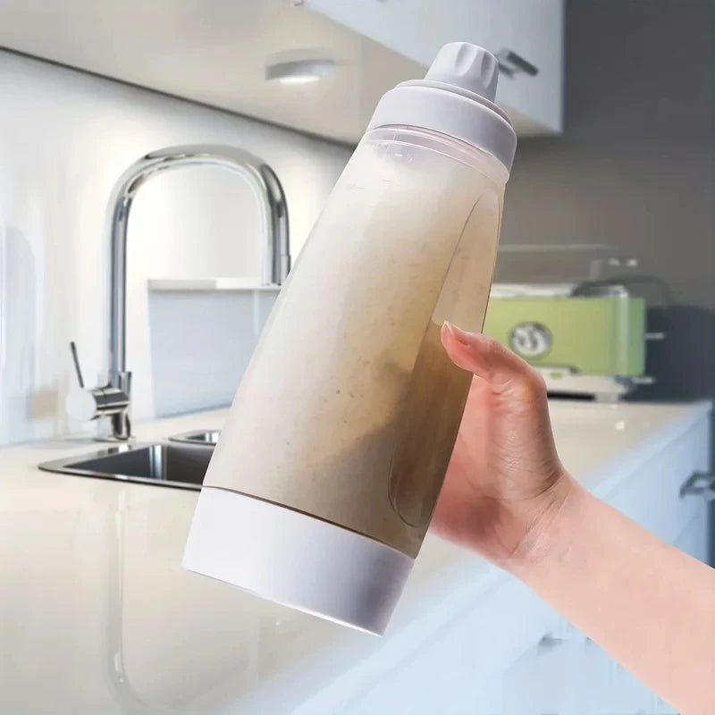 Pancake Batter Mixer Shaker Bottle Built-in Blender Ball & Wire Whisk, Hand Dough Dispenser for Pancakes Cupcakes Muffins Crepes