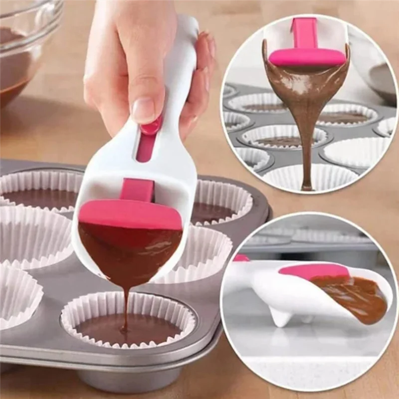 A69ecake Batter Distribution Scoop, One-Touch Sliding Button Dispenses Batter, Home Batter Dispenser Baking Tool