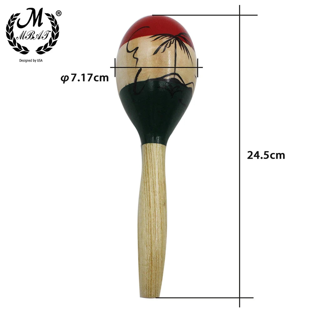 M MBAT 1Pair Colour Wood Maracas Wooden Tropical Party Percussion Shakers Wooden Sand Hammer Musical Party Child Baby Shaker Toy