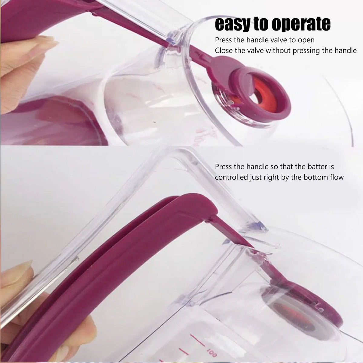 Batter Dispenser ABS 900ml Batter Cream Separator Baking Tool for Pancake Cupcake Cake Waffle Pancake Batter Dispenser