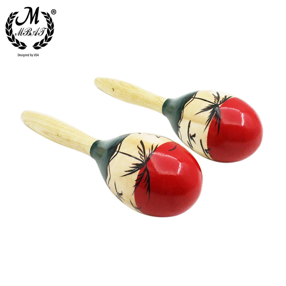 M MBAT 1Pair Colour Wood Maracas Wooden Tropical Party Percussion Shakers Wooden Sand Hammer Musical Party Child Baby Shaker Toy