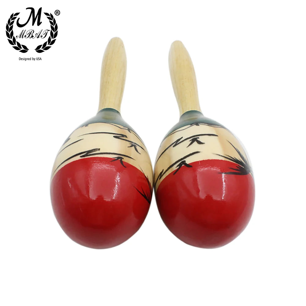 M MBAT 1Pair Colour Wood Maracas Wooden Tropical Party Percussion Shakers Wooden Sand Hammer Musical Party Child Baby Shaker Toy