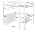 #Space Saving Metal Loft Bed With Staircase L-Shaped Desk High Sleeper Sturdy Iron Frame Bunk Bed For Kids Teens Adult Bedroom